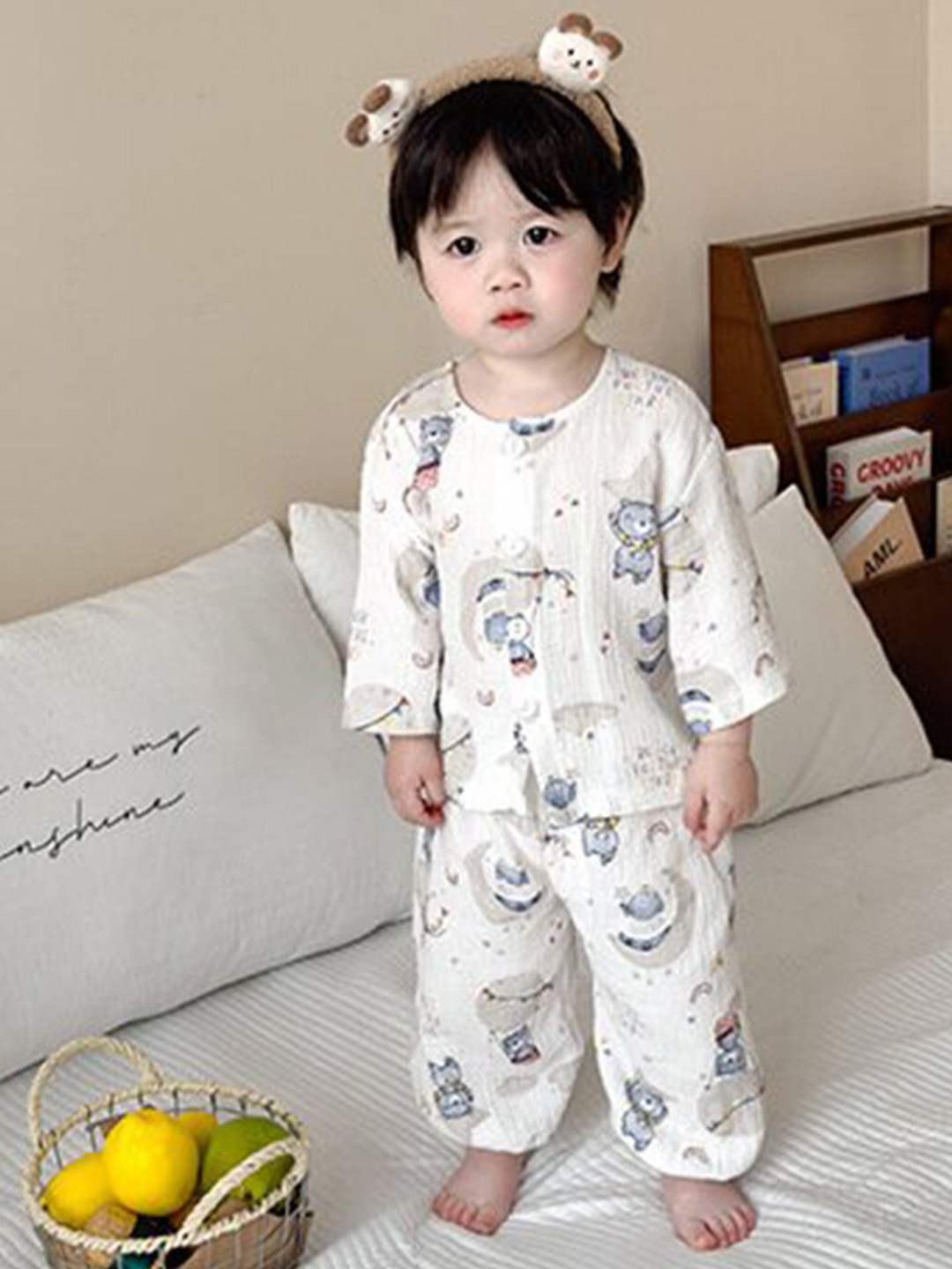 

StyleCast x Revolte Boys Grey & White Printed Top with Pyjamas