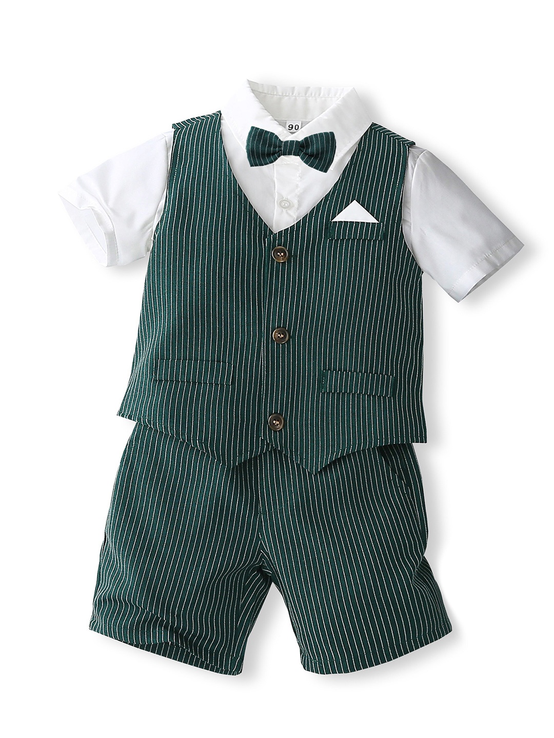 

StyleCast x Revolte Striped Cotton 3 Piece Suit, Green