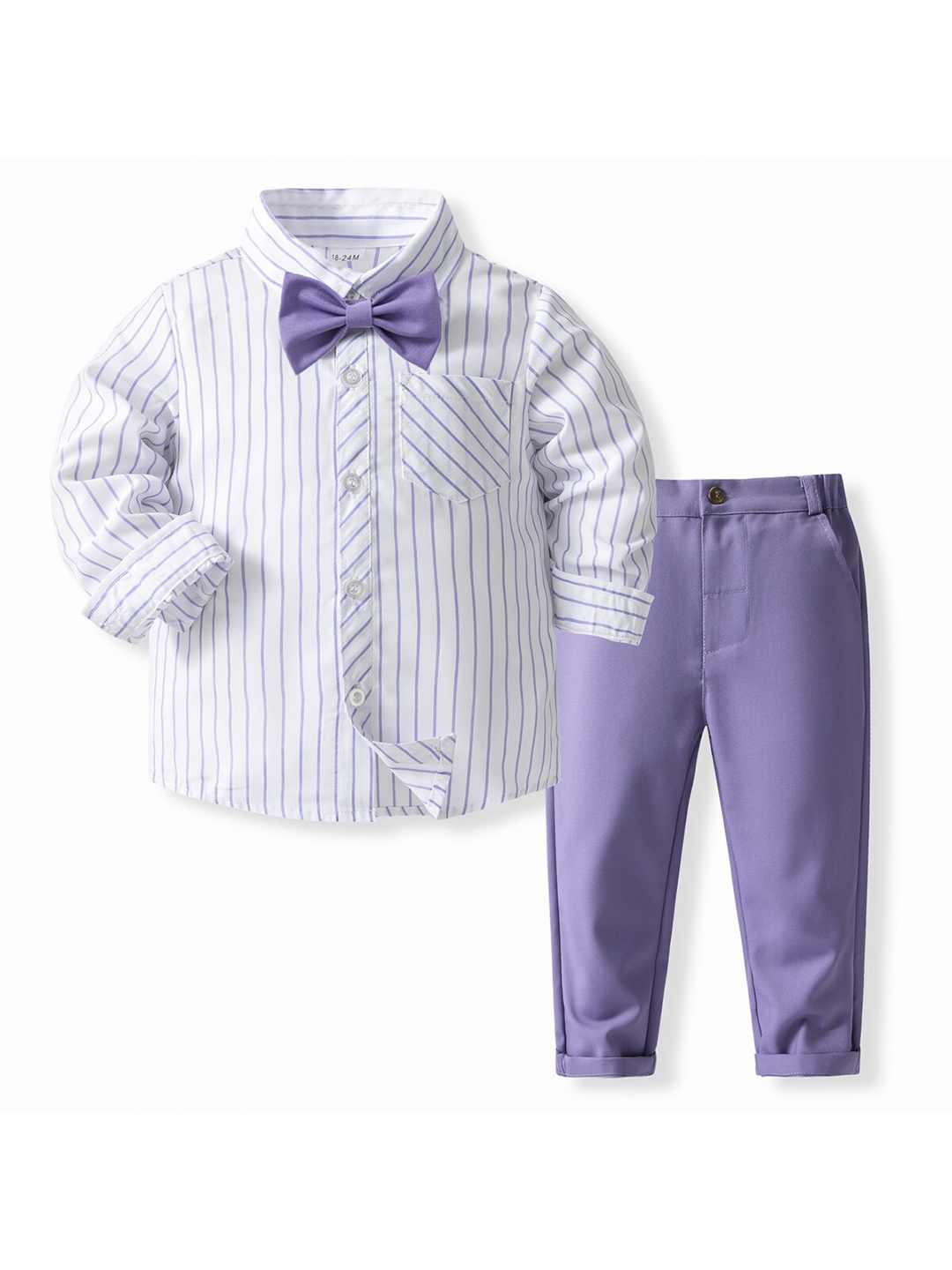 

StyleCast x Revolte Boys Striped Pure Cotton Shirt With Trousers, White