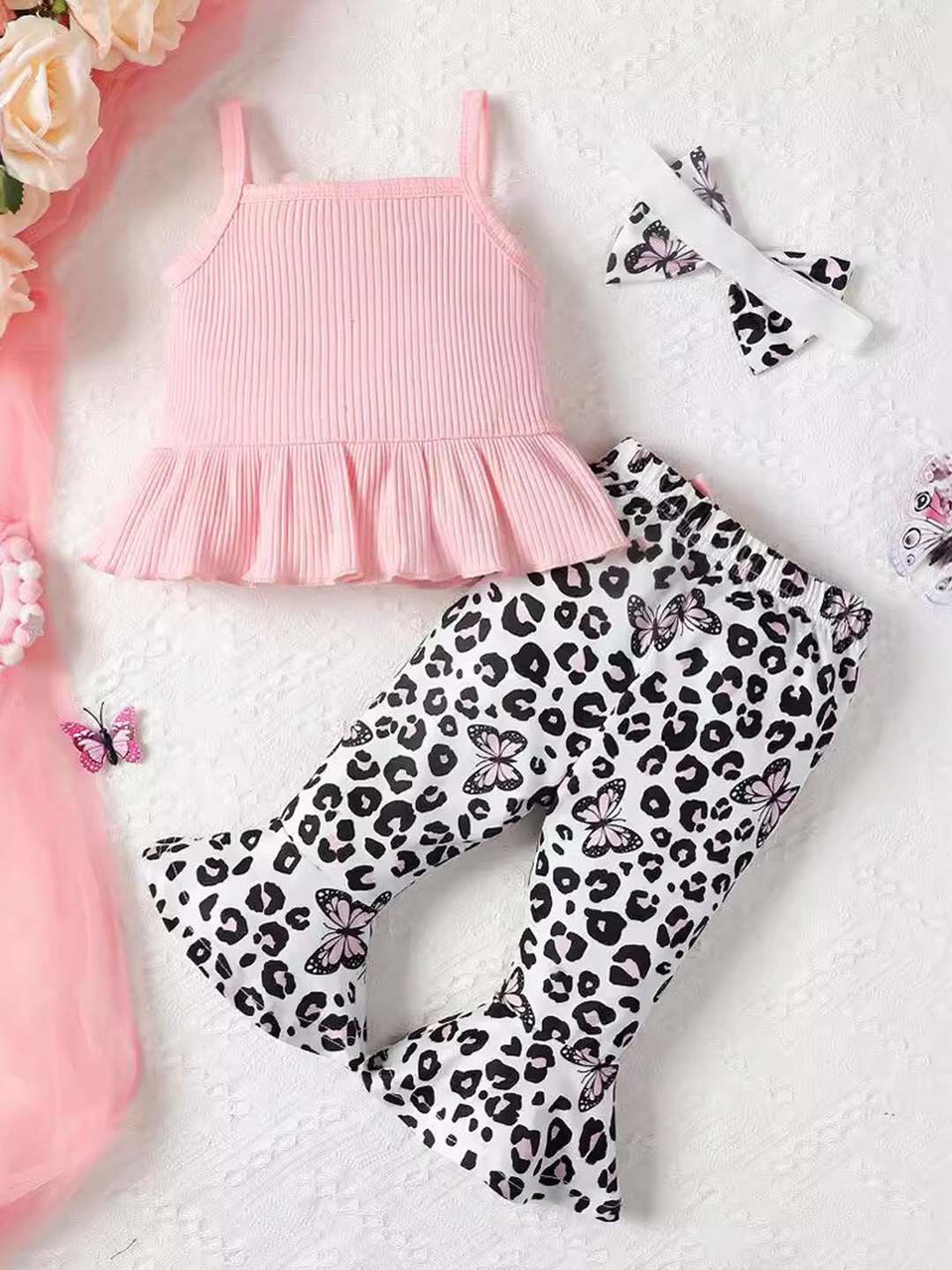 

StyleCast x Revolte Girls Pink & Black Top with Leggings