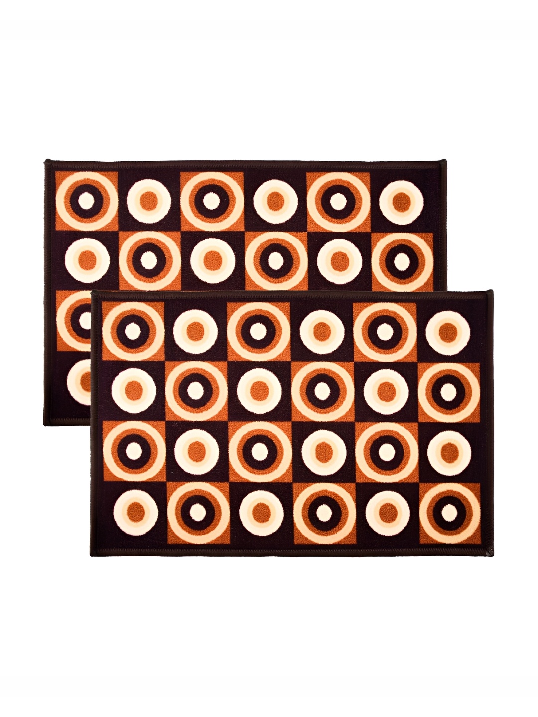 

Kuber Industries 2 Pieces Brown & Orange-Colored Printed Velvet Doormat