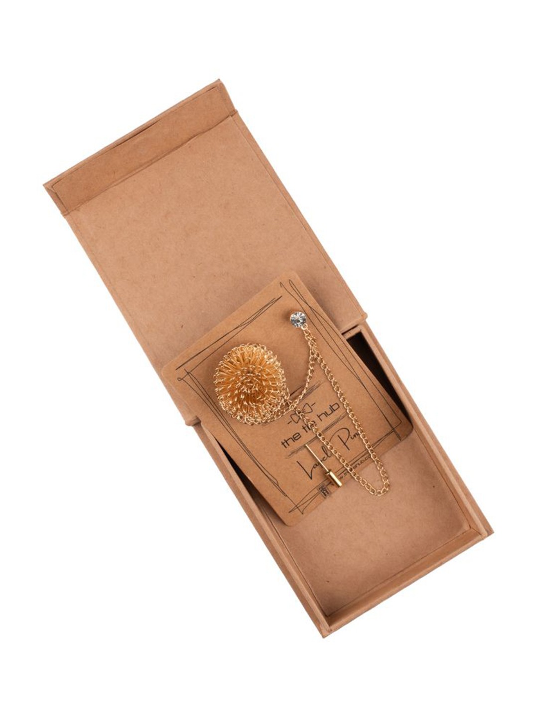

The Tie Hub Men Dahlia Flower with Chain Lapel Pin, Gold