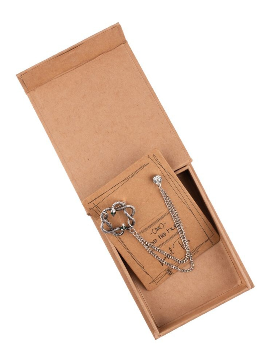 

The Tie Hub Men Snake Round Chain Lapel Pin, Silver