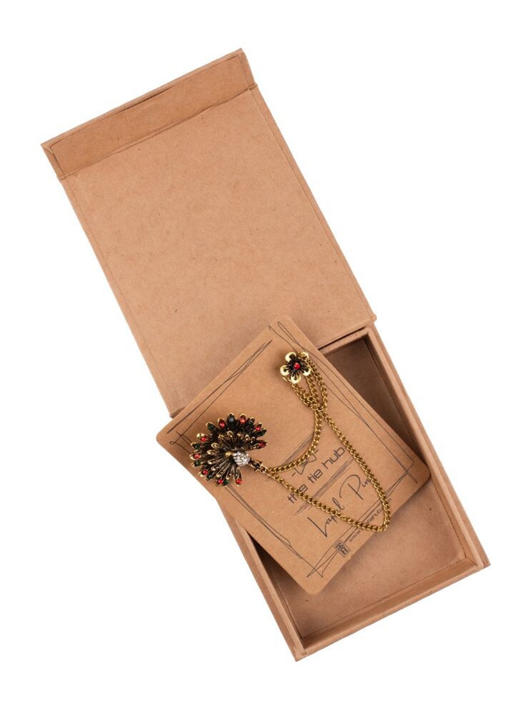 

The Tie Hub Men Diamond Peacock Chain Lapel Pin, Gold