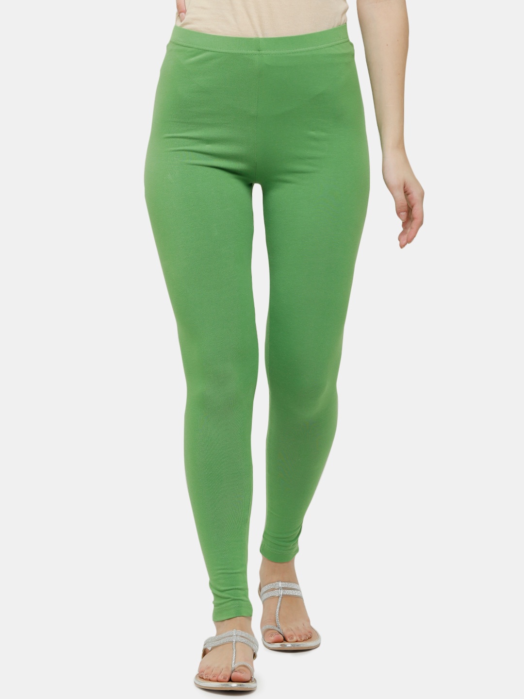 

De Moza Cotton Ankle Length Leggings, Fluorescent green