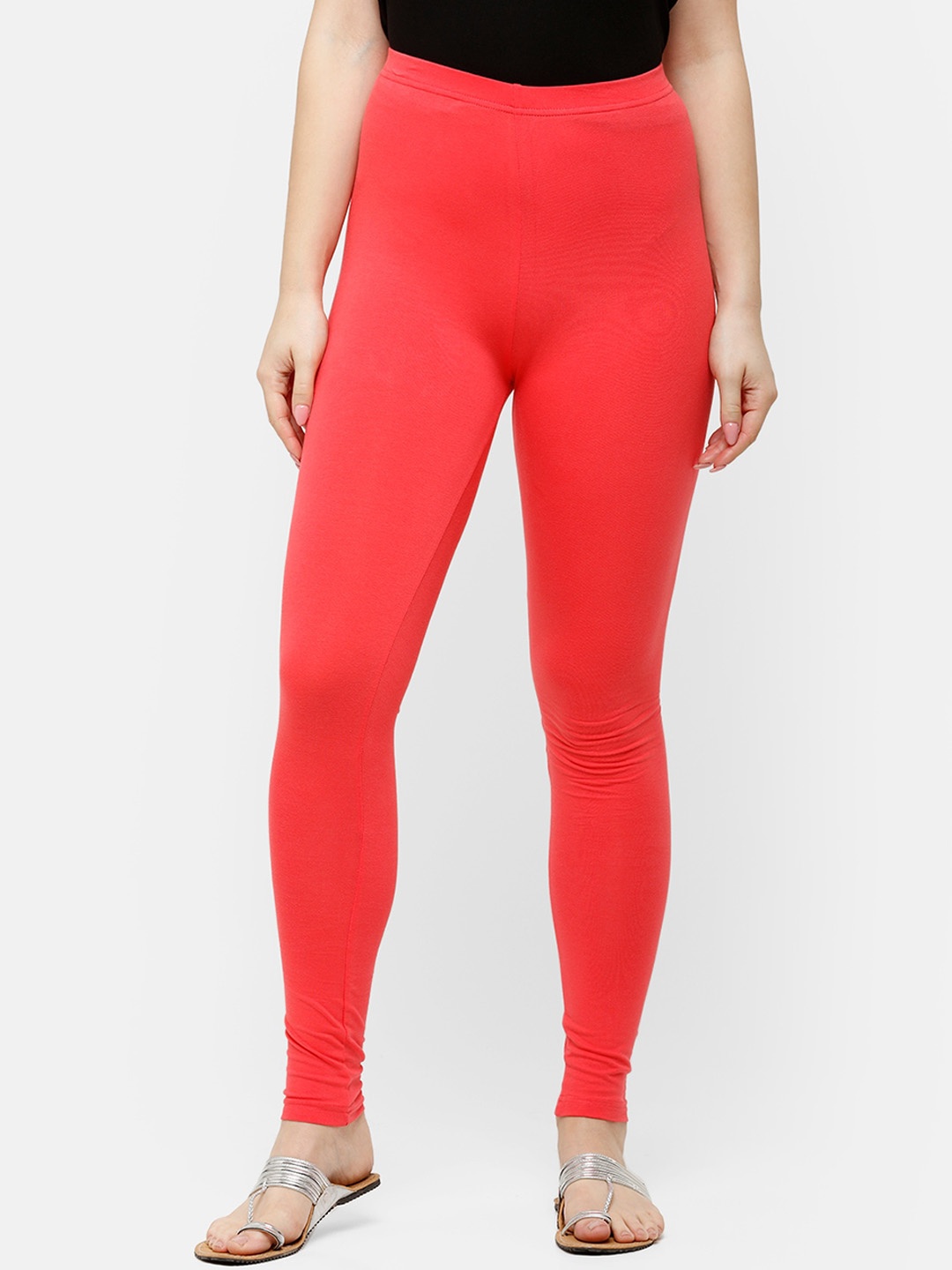 

De Moza Women Cotton Ankle Length Leggings, Coral