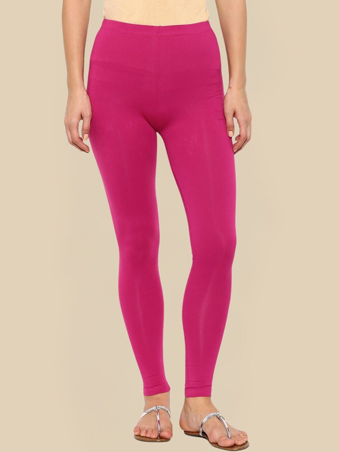 

De Moza Cotton Ankle Length Leggings, Pink