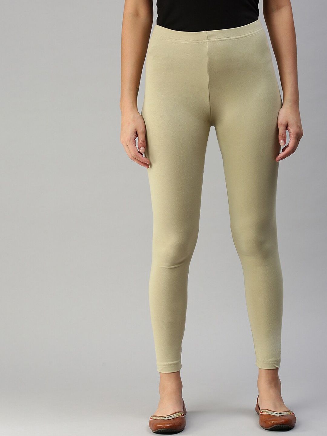 

De Moza Cotton Ankle Length Leggings, Lime green