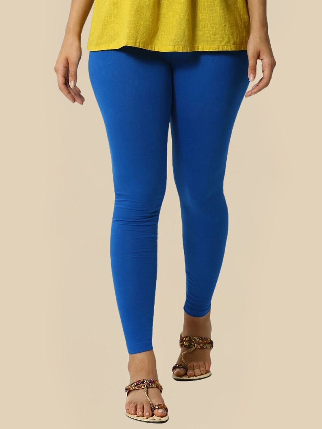 

De Moza Plus Size Cotton Ankle Length Leggings, Blue