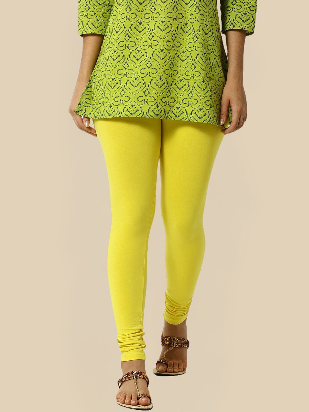 

De Moza Cotton Ankle Length Leggings, Yellow