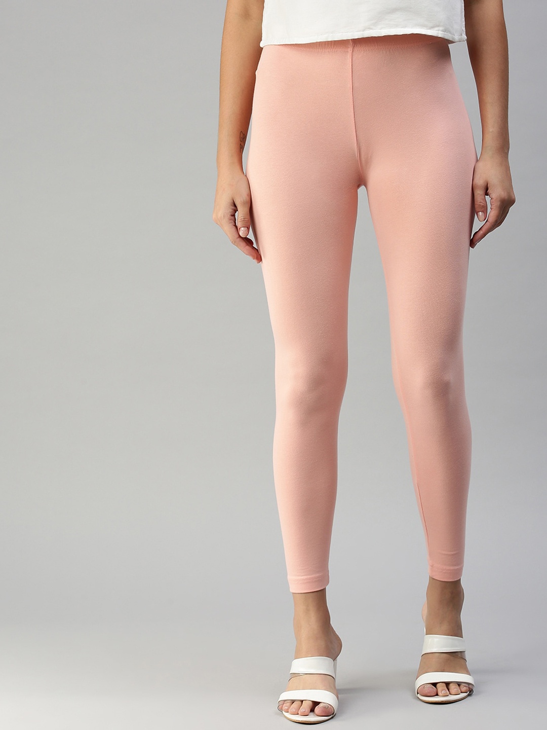 

De Moza Women Cotton Ankle-Length Leggings, Pink