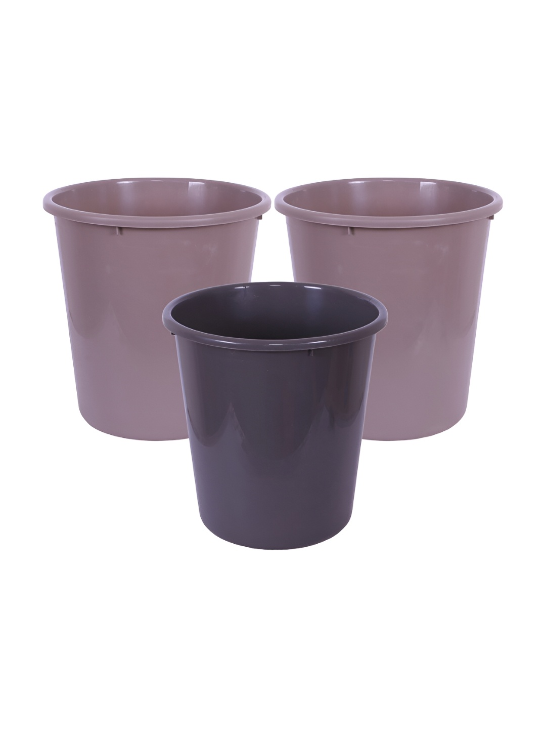 

Kuber Industries Brown & Grey 3 Pieces Open Dustbins 7 L Each