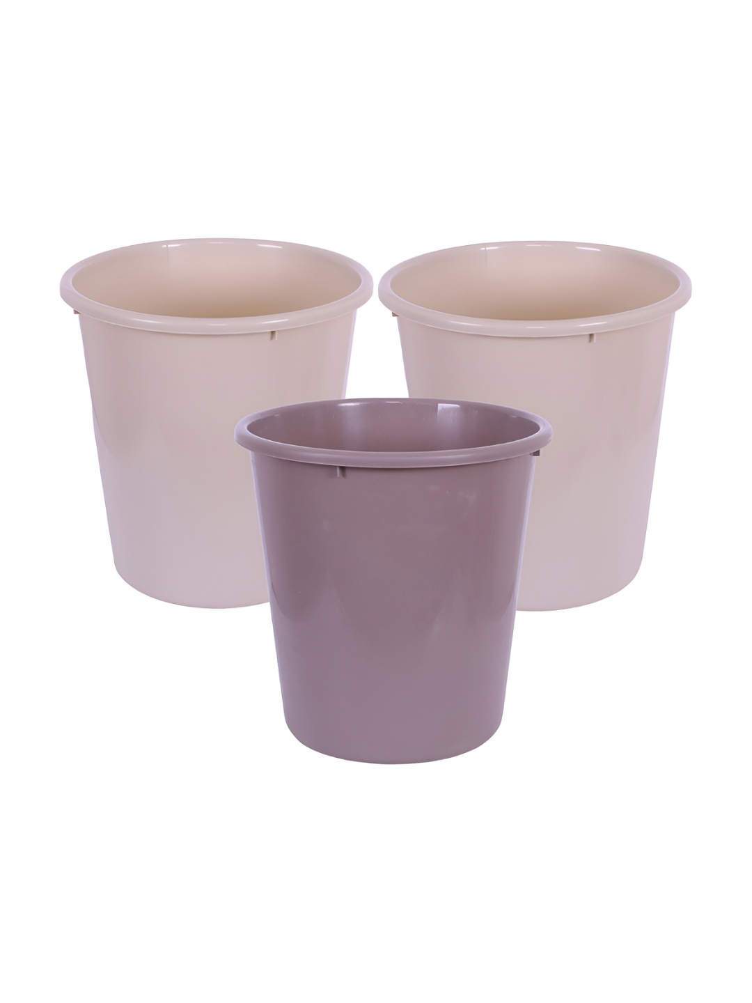 

Kuber Industries Beige & Brown 3 Pieces Open Dustbins 7 L Each