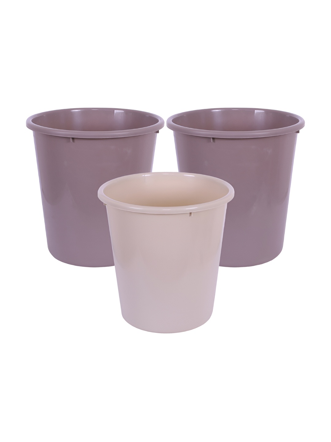 

Kuber Industries Brown & Beige 3 Pieces Open Dustbins 7 L Each