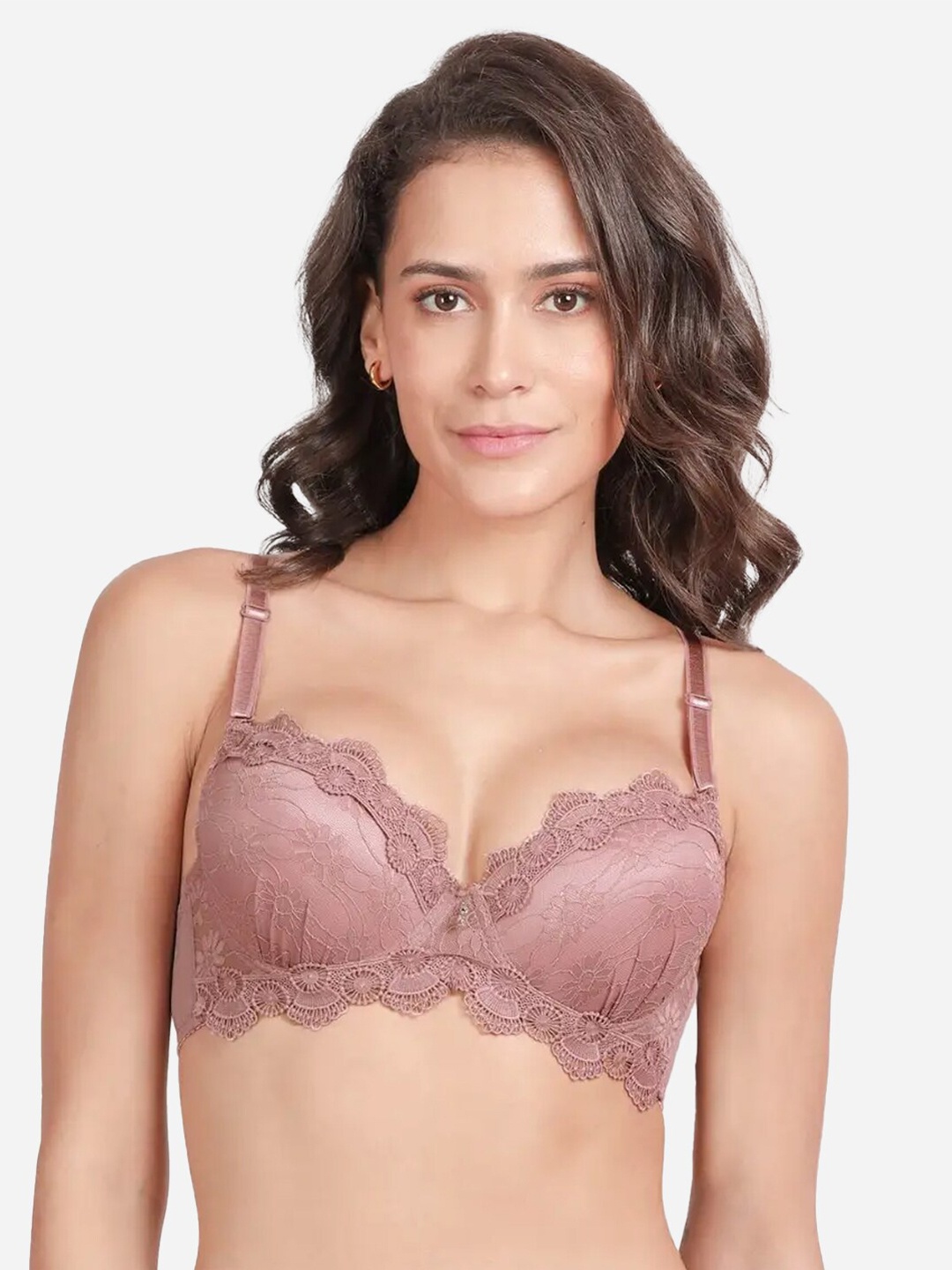 

Susie Floral Lace Medium Coverage Lightly Padded Push-Up Bra With All Day Comfort, Purple