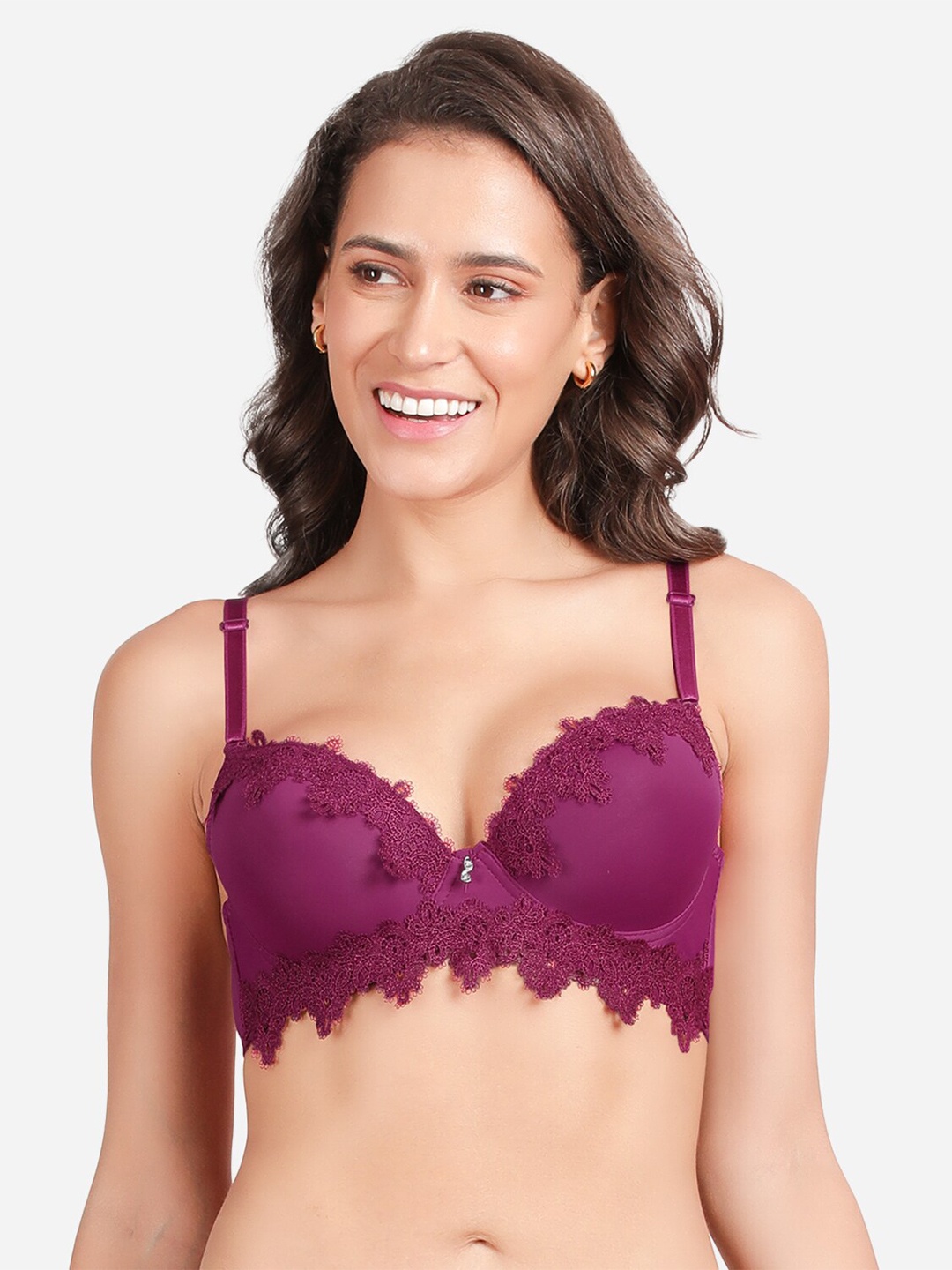 

Susie Lace Medium Coverage All Day Comfort Underwired Push Up Bra, Purple