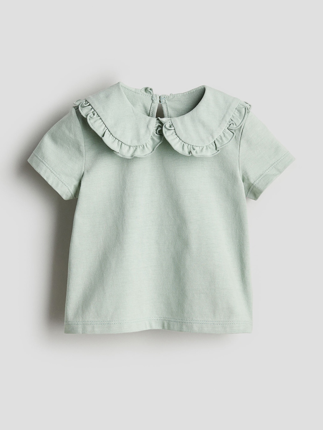 

H&M Girls Pure Cotton Collared Jersey Top, Sea green