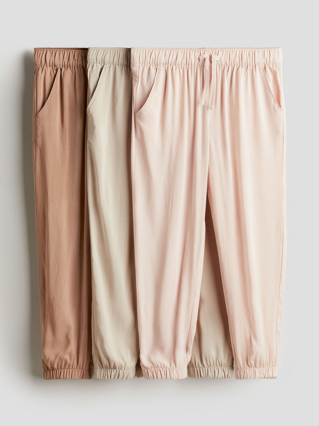 

H&M Girls 3-Pack Joggers, Beige