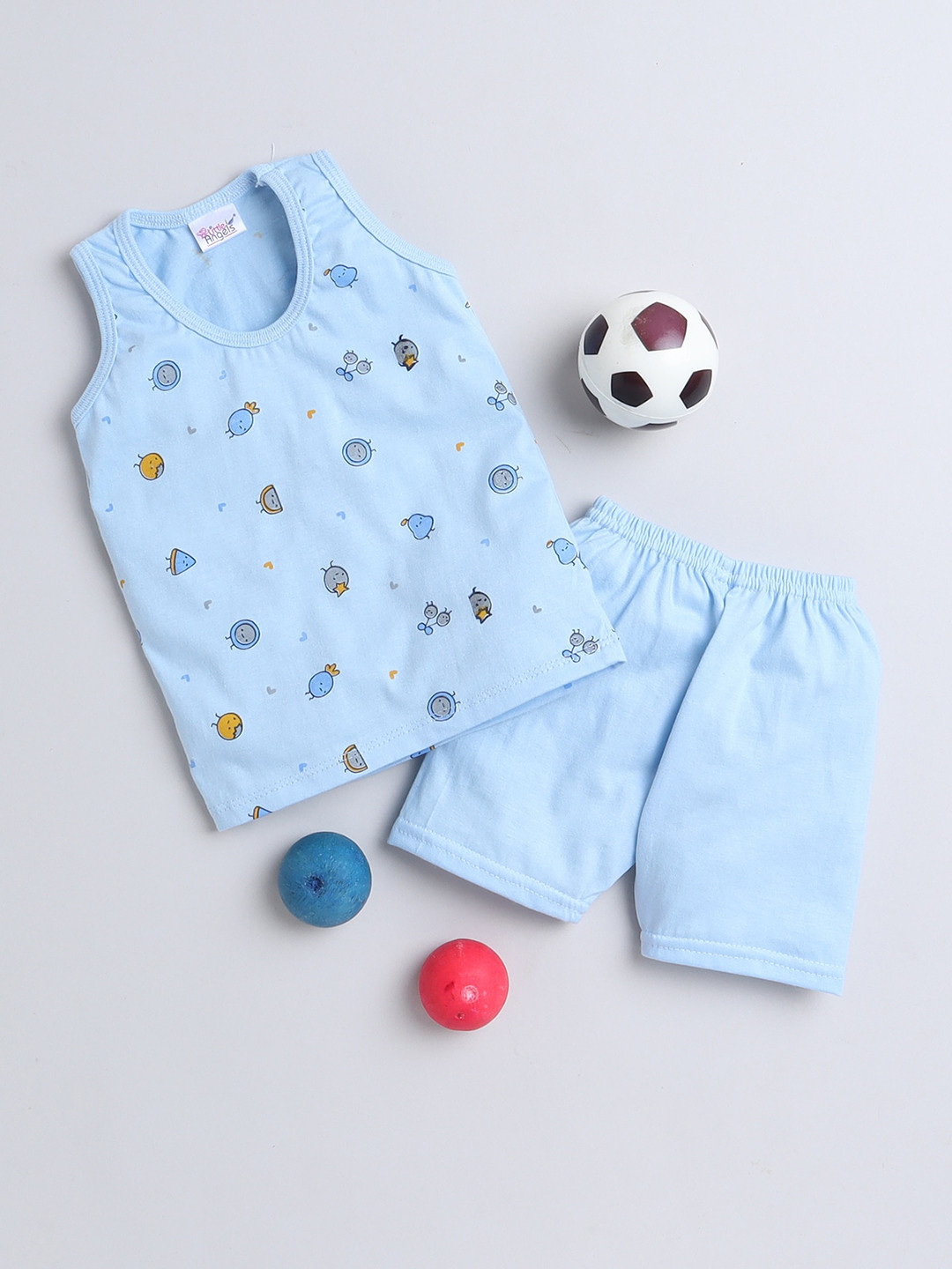 

Little Angels Kids Printed Pure Cotton T-shirt with Shorts, Blue