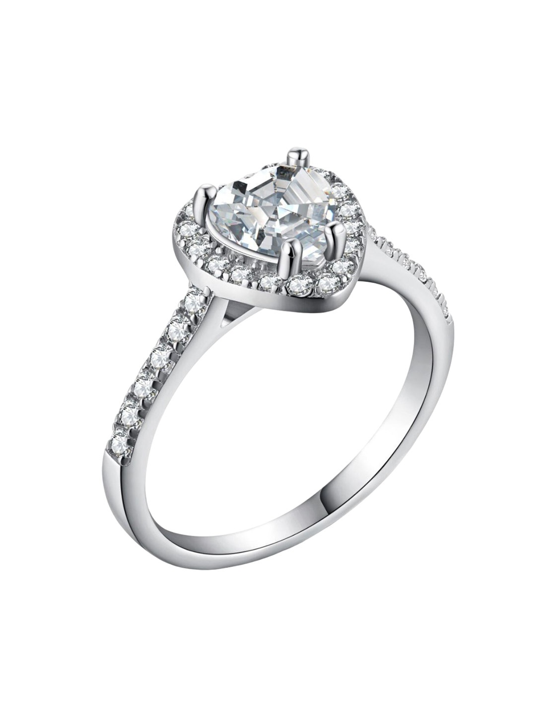 

BRIA JEWELS 925 Sterling Silver Rhodium-Plating CZ Studded Finger Ring