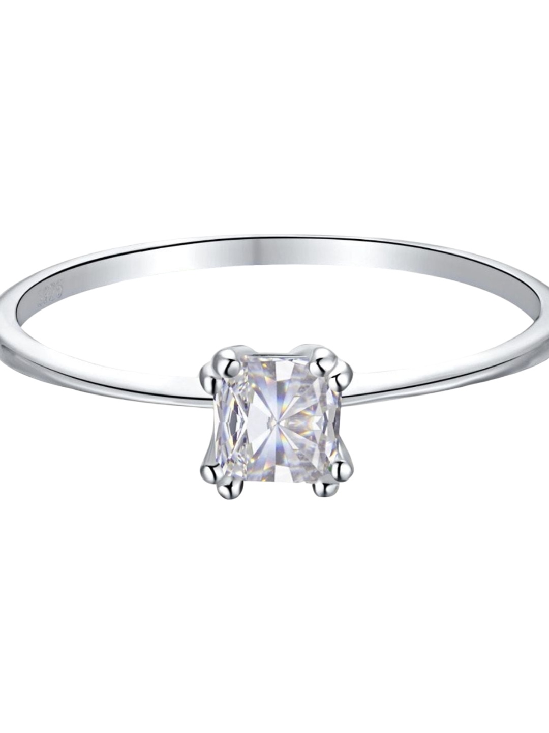 

BRIA JEWELS 925 Sterling Silver Rhodium-Plating CZ Studded Finger Ring
