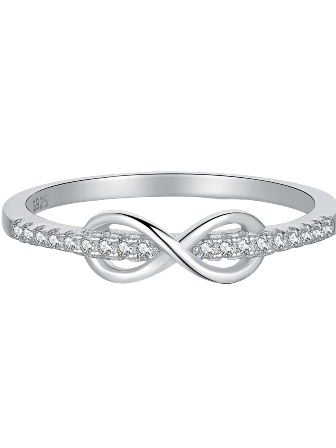 

BRIA JEWELS 925 Sterling Silver Rhodium-Plating CZ Studded Finger Ring