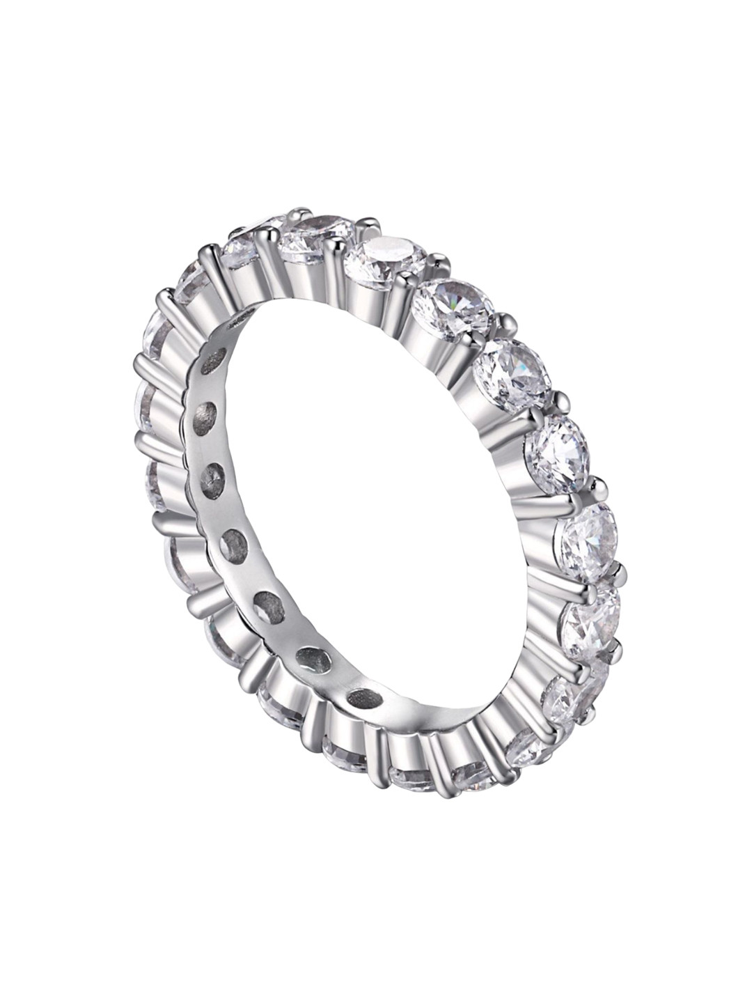 

BRIA JEWELS 925 Sterling Silver Rhodium-Plating CZ Studded Finger Ring