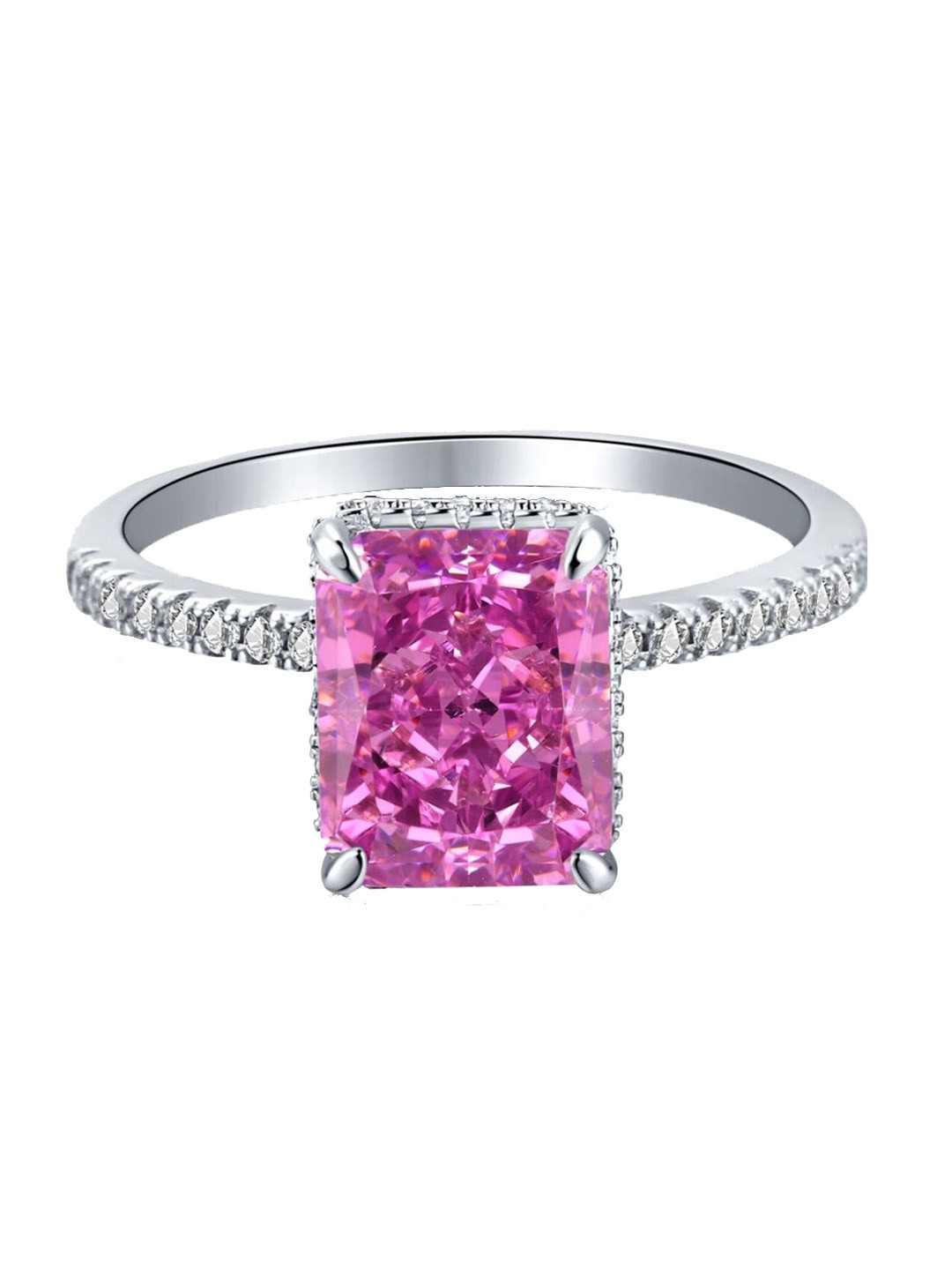 

BRIA JEWELS 925 Sterling Silver Rhodium-Plating CZ Studded Finger Ring