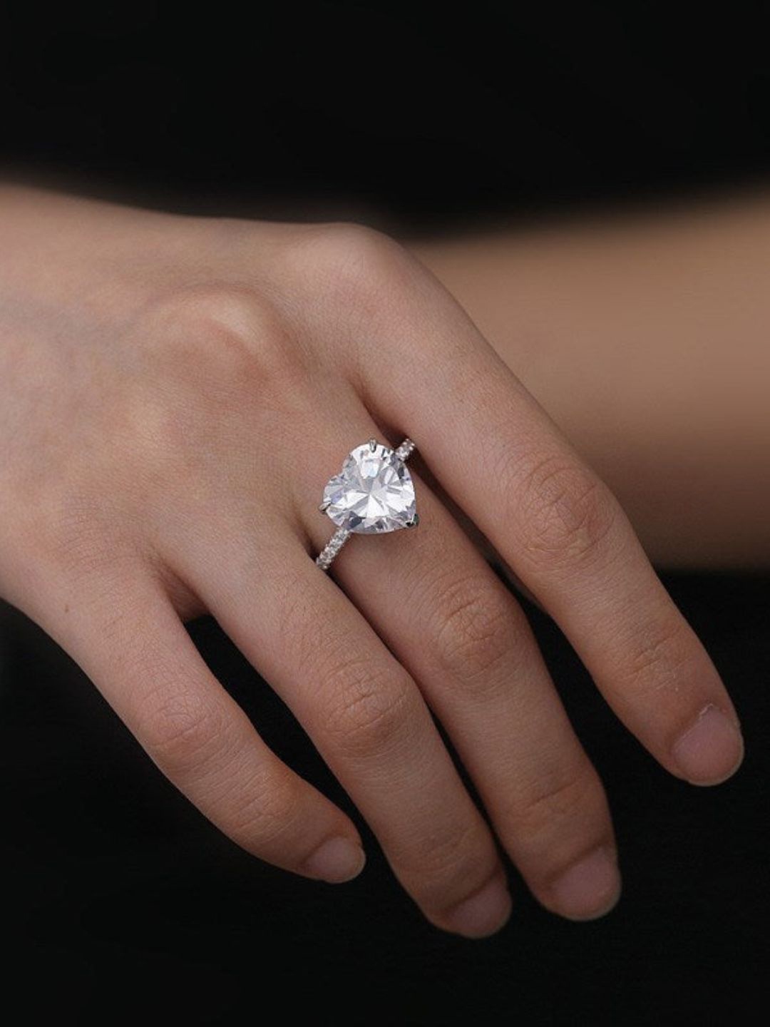 

BRIA JEWELS 925 Sterling Silver Rhodium-Plating CZ Studded Finger Ring