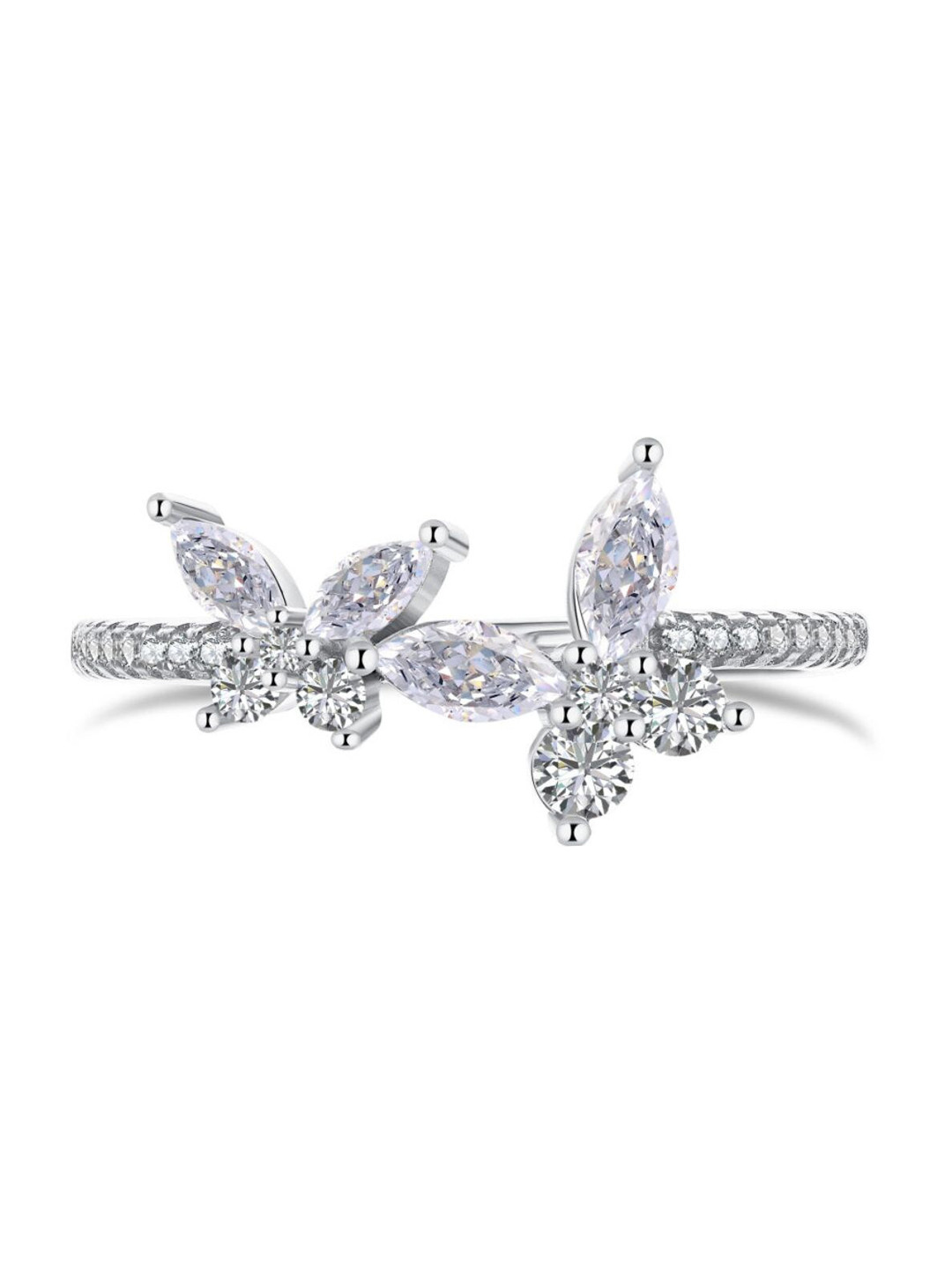 

BRIA JEWELS 925 Sterling Silver Rhodium-Plating CZ Studded Finger Ring