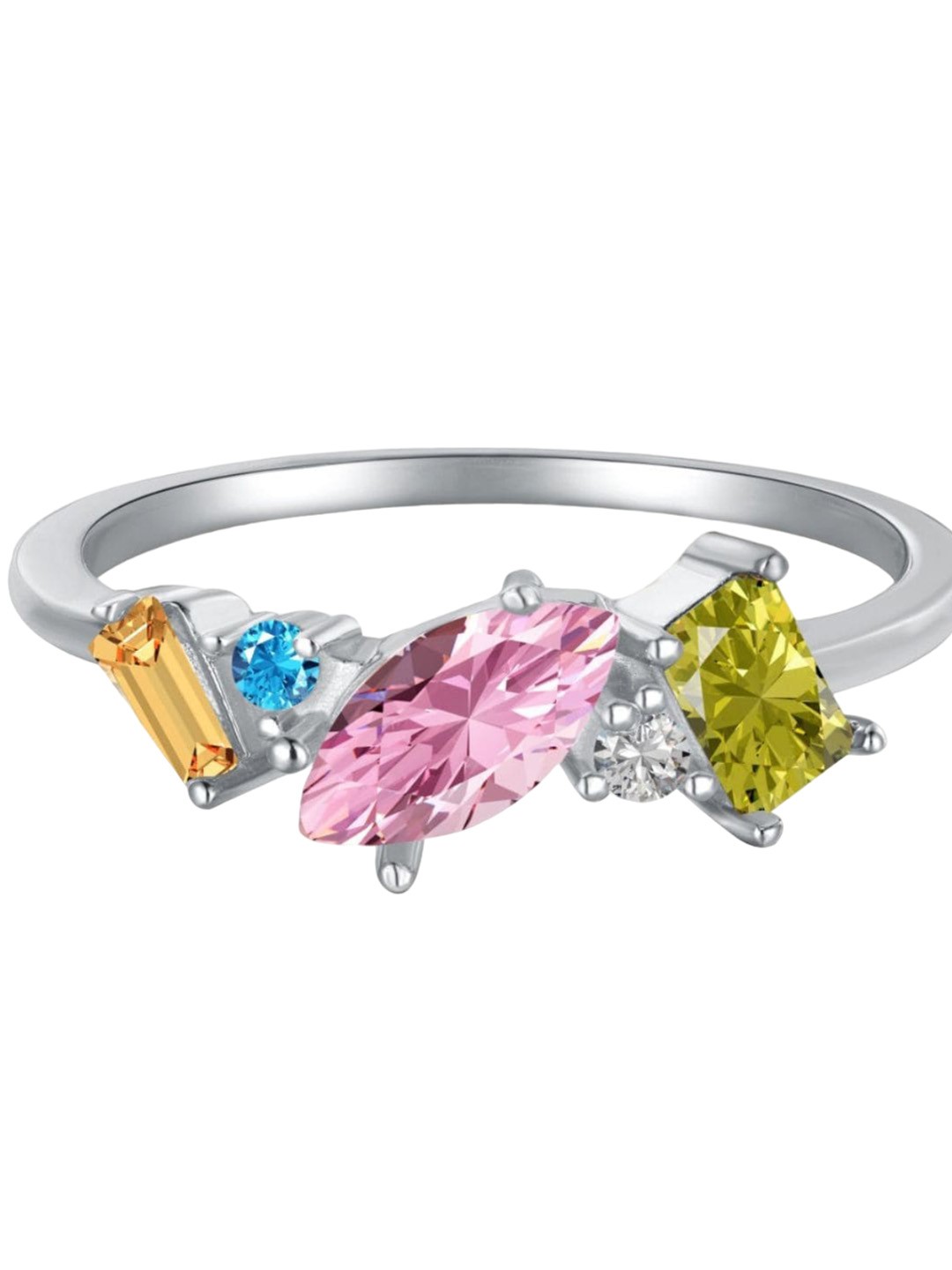 

BRIA JEWELS 925 Sterling Silver Rhodium-Plating CZ Studded Finger Ring