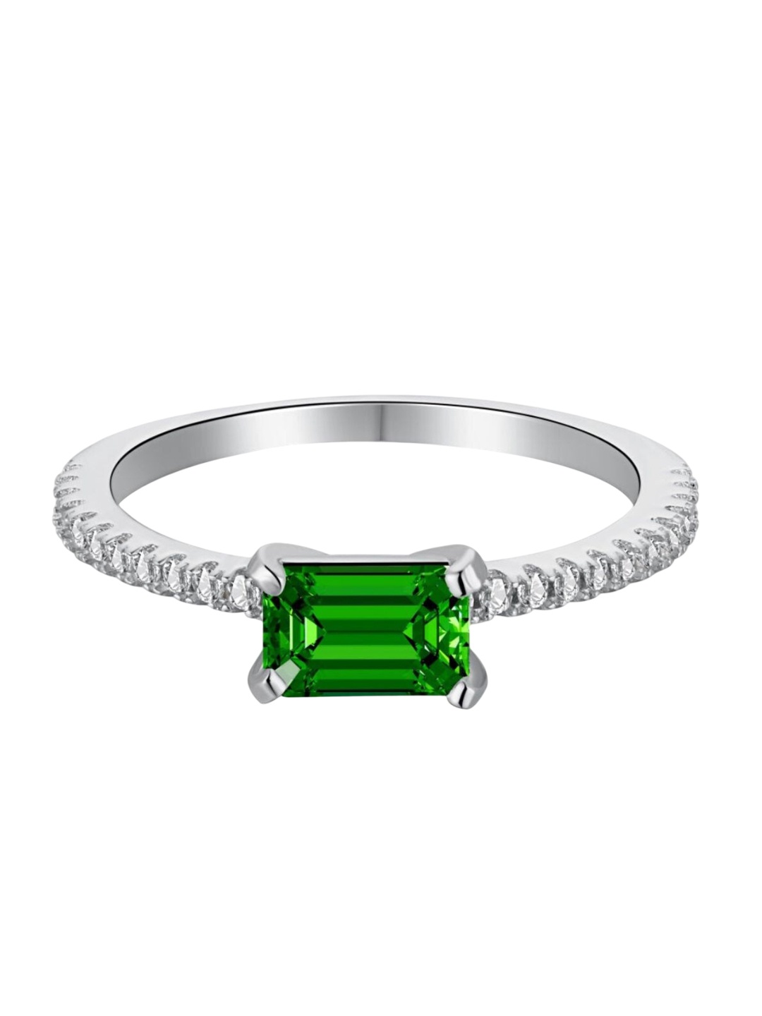 

BRIA JEWELS 925 Sterling Silver Rhodium-Plating CZ Studded Finger Ring
