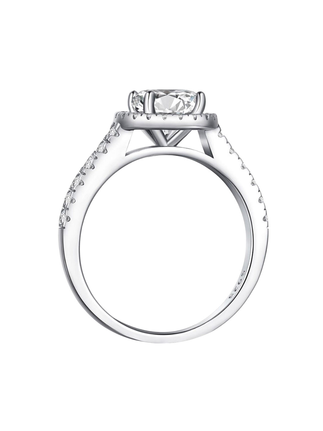 

BRIA JEWELS 925 Sterling Silver Rhodium-Plating CZ Studded Finger Ring