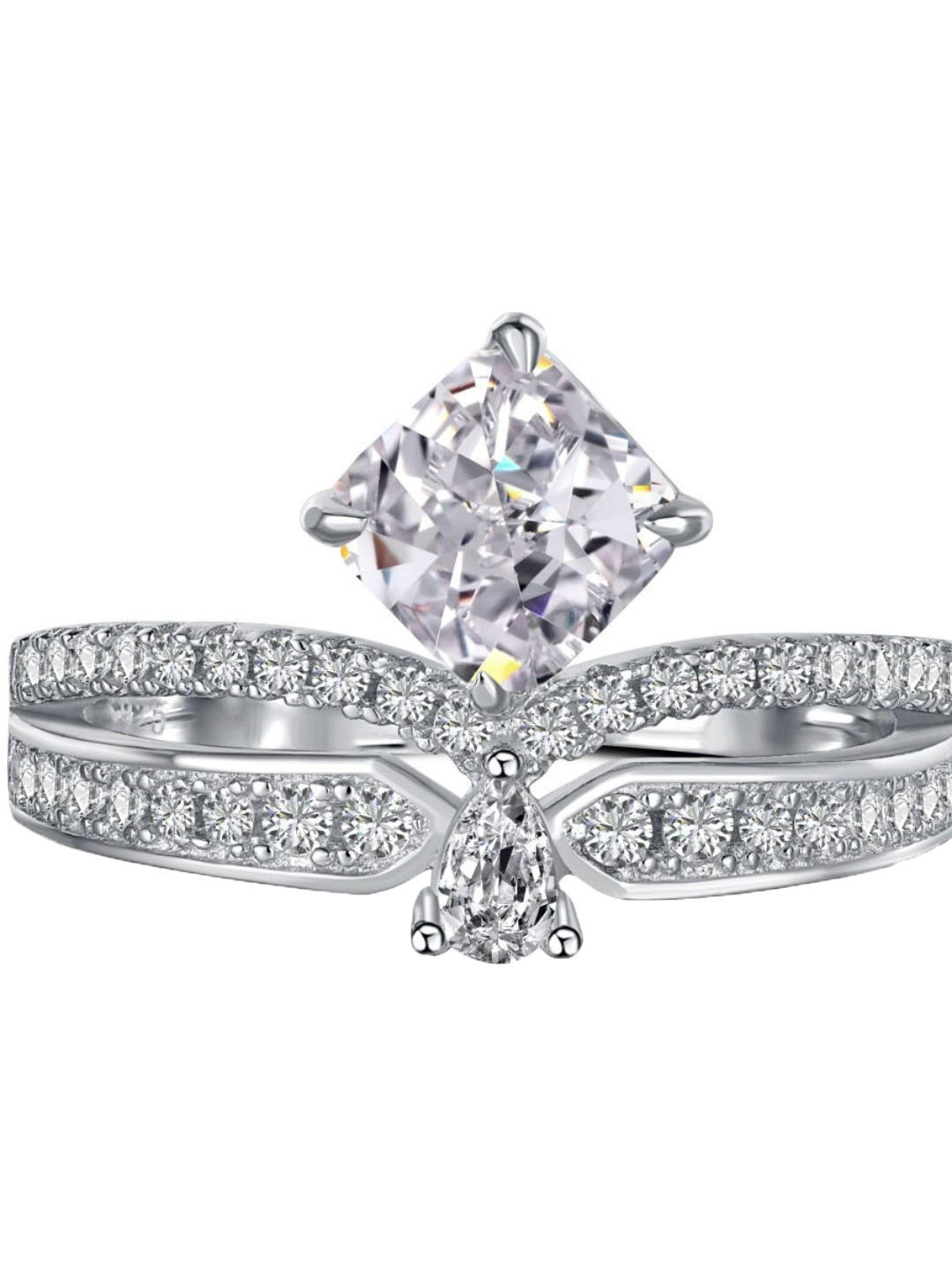 

BRIA JEWELS 925 Sterling Silver Rhodium-Plating CZ Studded Finger Ring