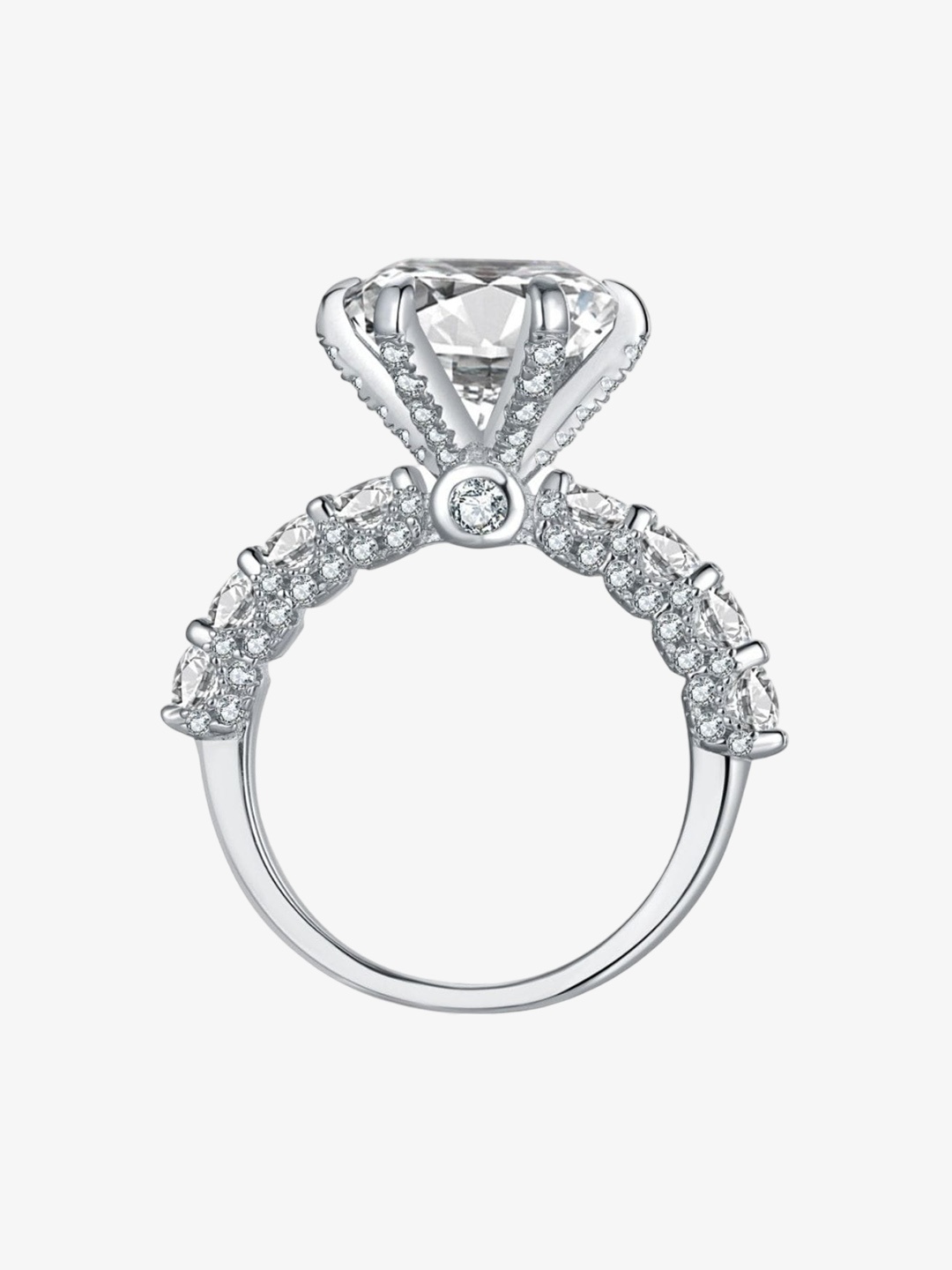 

BRIA JEWELS 925 Sterling Silver Rhodium-Plating CZ Studded Finger Ring