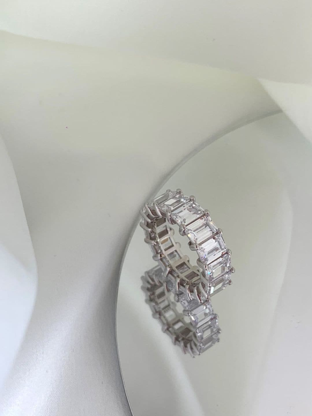 

BRIA JEWELS 925 Sterling Silver Rhodium-Plating CZ Studded Finger Ring