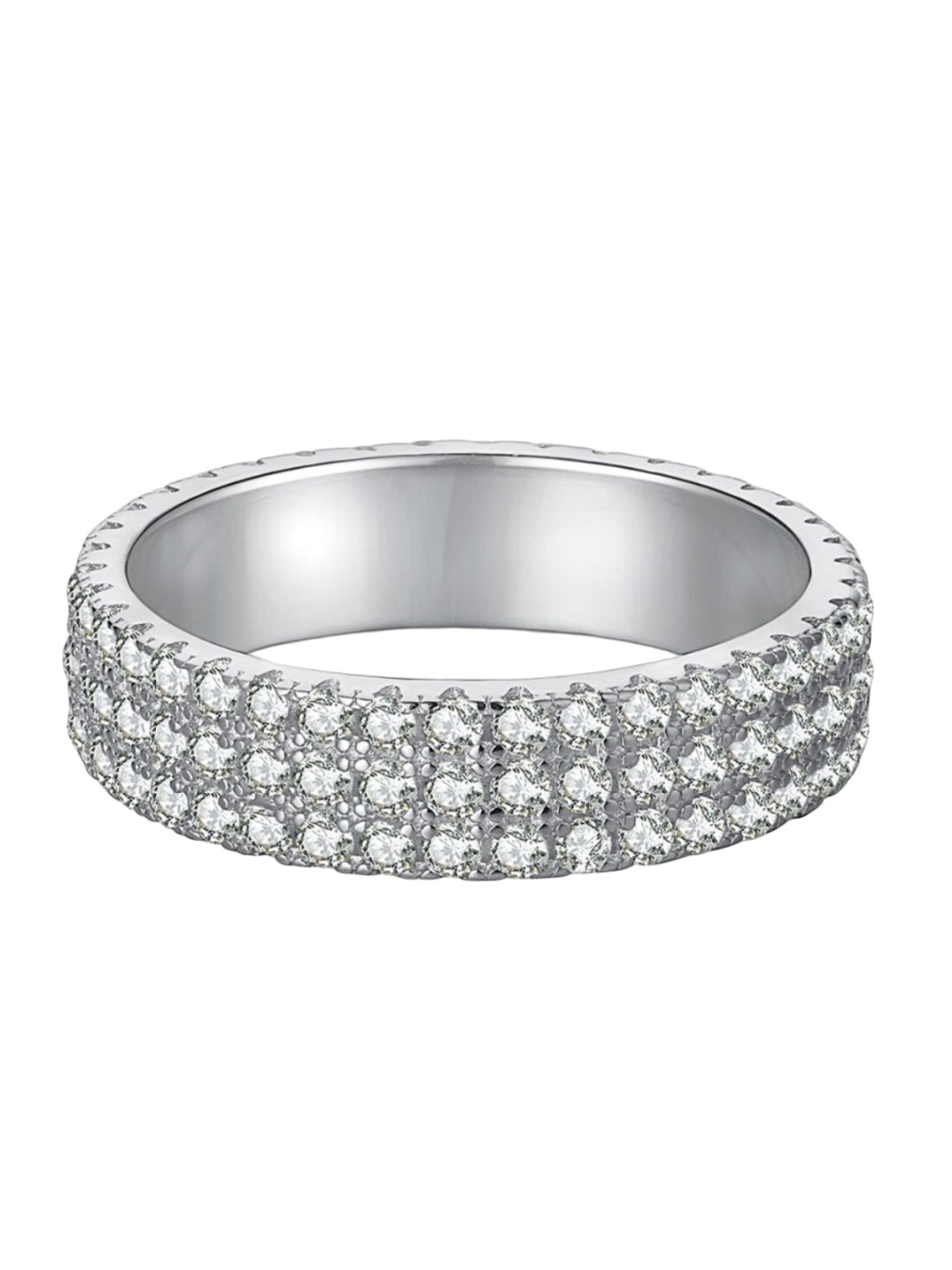 

BRIA JEWELS 925 Sterling Silver Rhodium-Plated CZ-Studded Adjustable Finger Ring