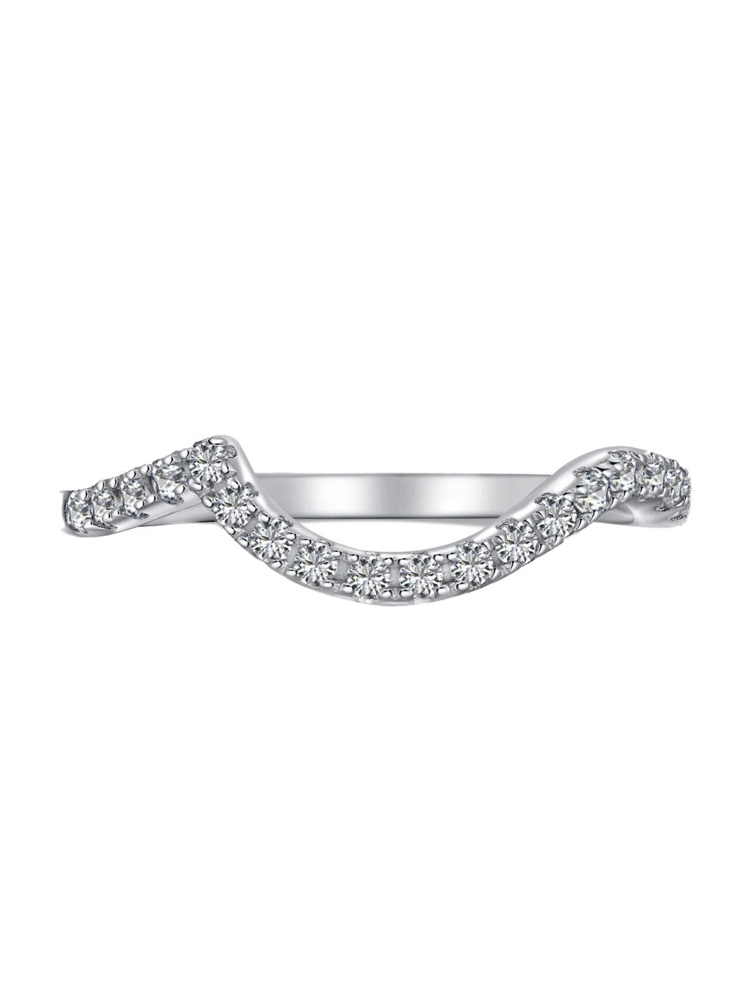

BRIA JEWELS 925 Sterling Silver Rhodium-Plated CZ-Studded Finger Ring