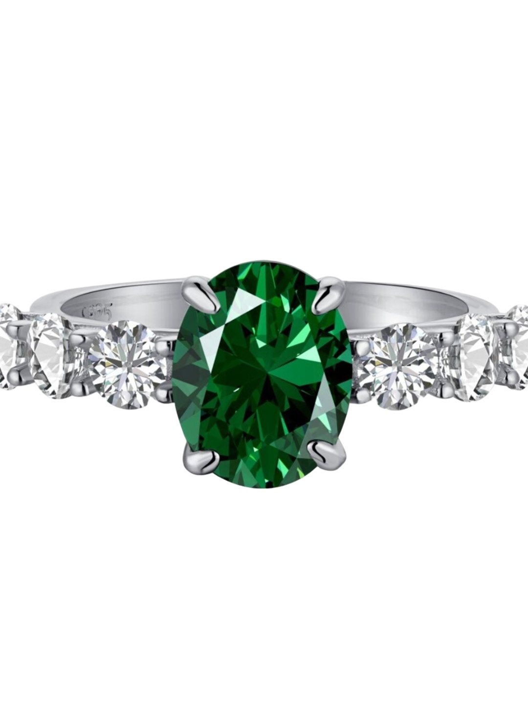 

BRIA JEWELS 925 Sterling Silver Rhodium-Plated CZ-Studded Finger Ring