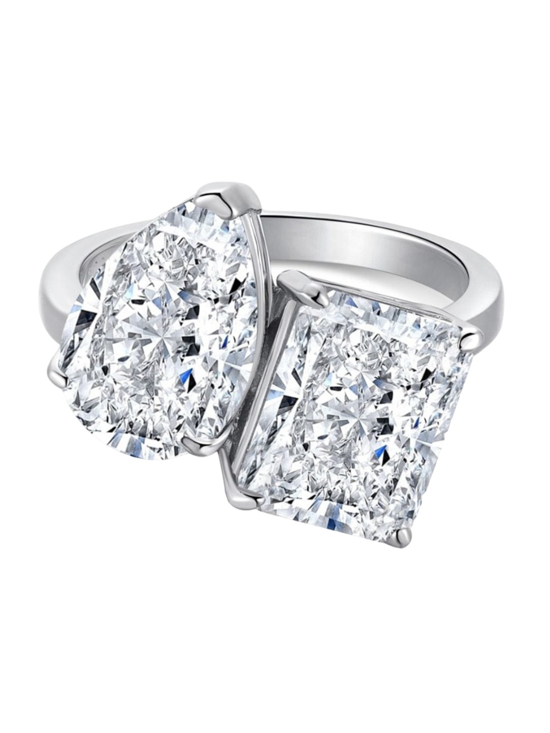 

BRIA JEWELS 925 Sterling Silver Rhodium-Plating CZ Studded Finger Ring