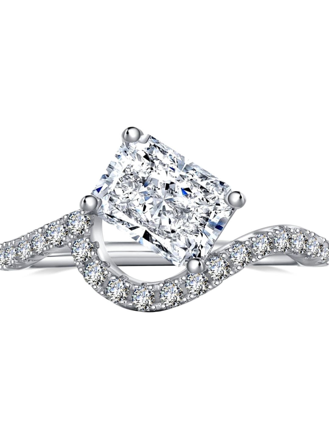 

BRIA JEWELS 925 Sterling Silver Rhodium-Plating CZ Studded Finger Ring