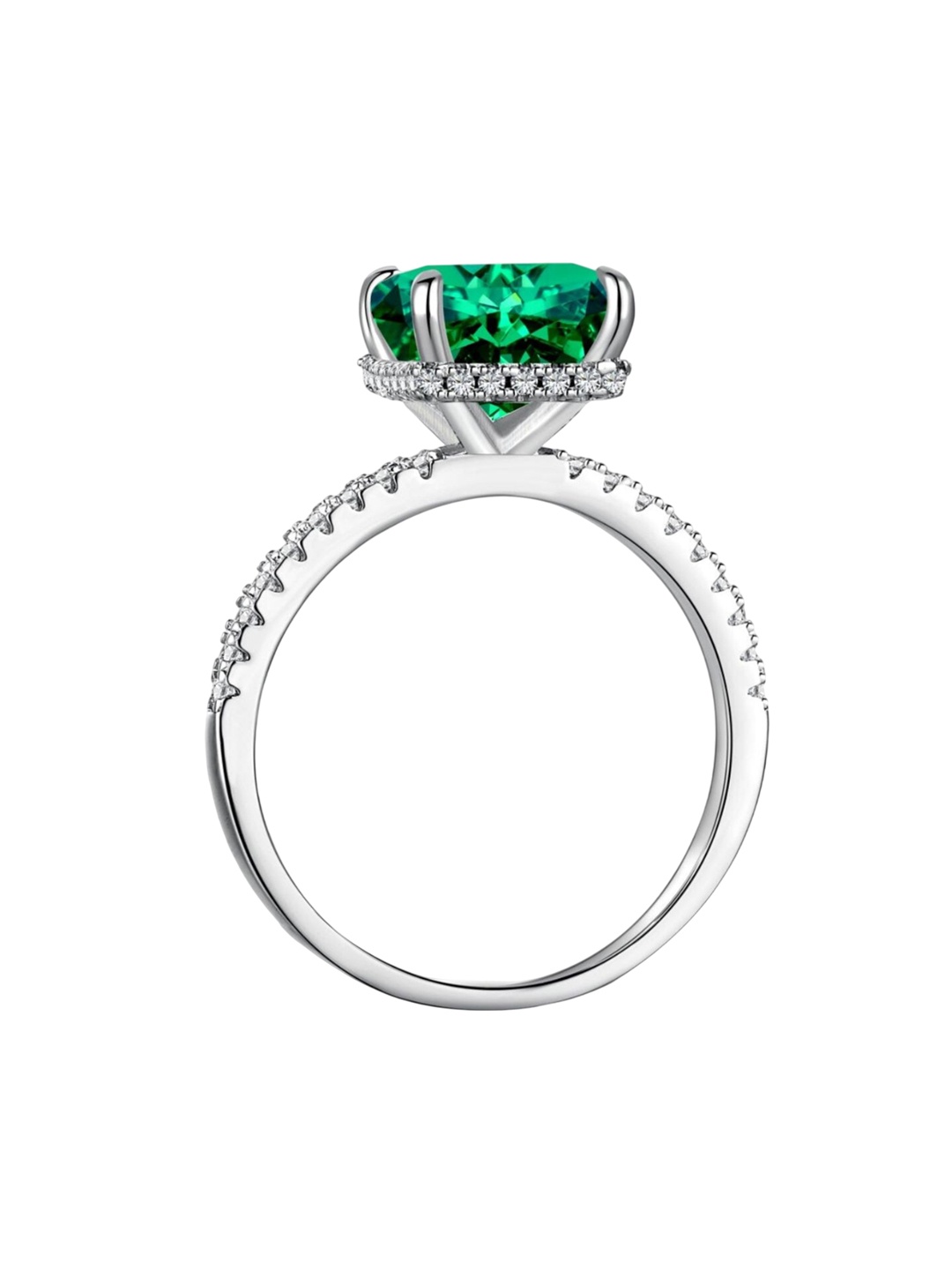 

BRIA JEWELS 925 Sterling Silver Rhodium-Plating CZ Studded Finger Ring