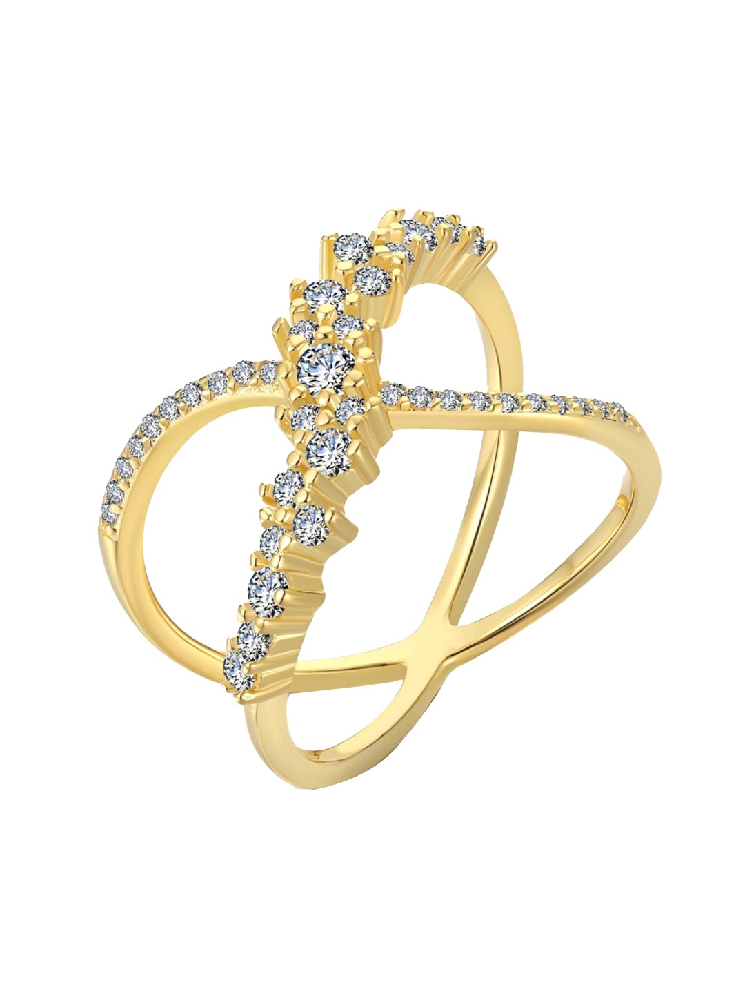 

BRIA JEWELS 925 Sterling Silver Gold-Plated CZ-Studded Finger Ring