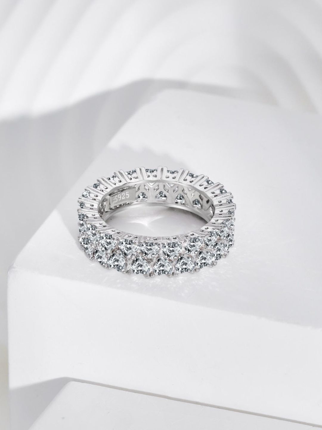 

BRIA JEWELS 925 Sterling Silver Rhodium-Plating CZ Studded Finger Ring