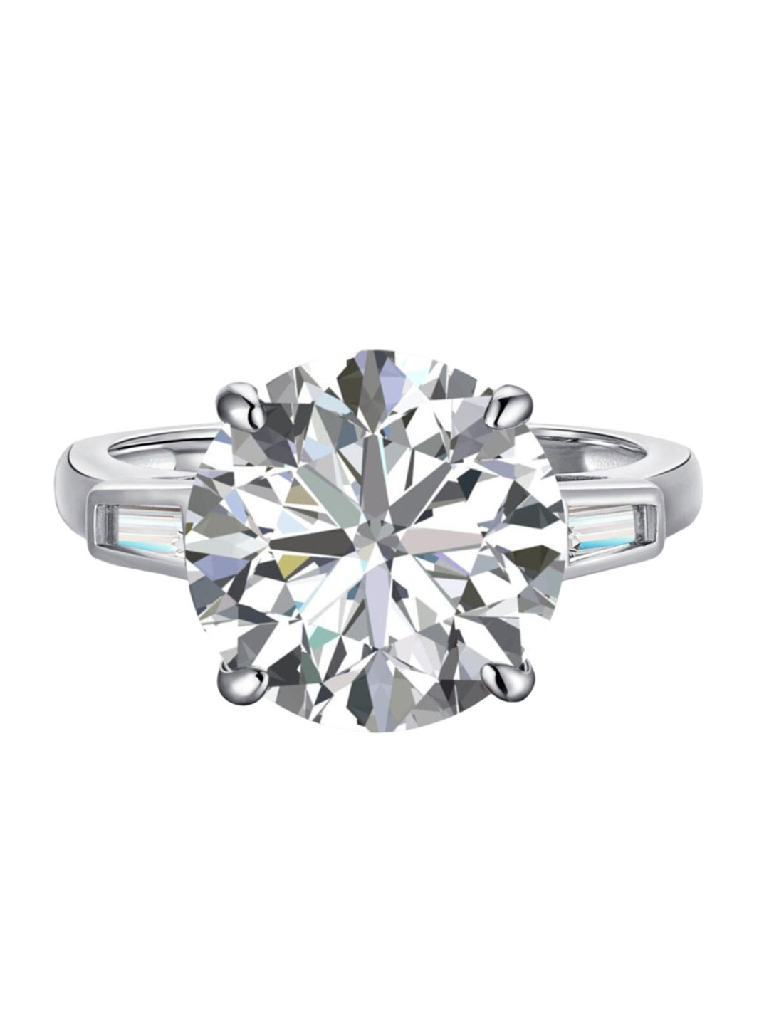 

BRIA JEWELS 925 Sterling Silver Rhodium-Plated CZ Studded Finger Ring