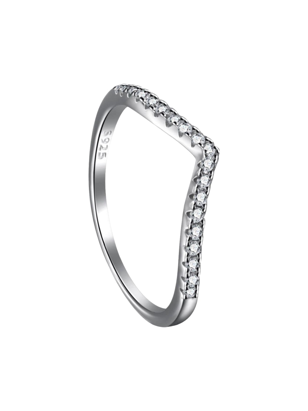 

BRIA JEWELS 925 Sterling Silver Rhodium-Plating CZ Studded Finger Ring
