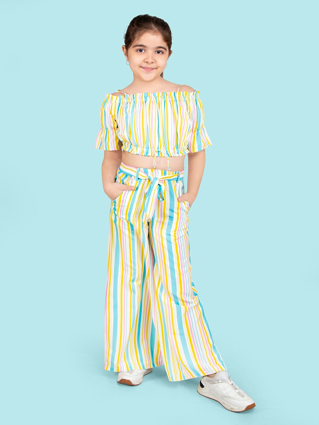 

Naughty Ninos Girls Striped Top with Palazzos, Yellow