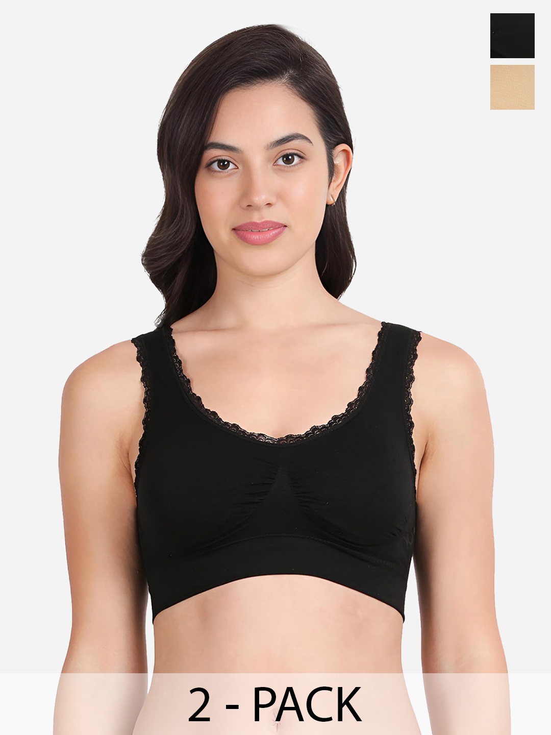 

shyaway Women Full Coverage Bra Pack of 2, Black