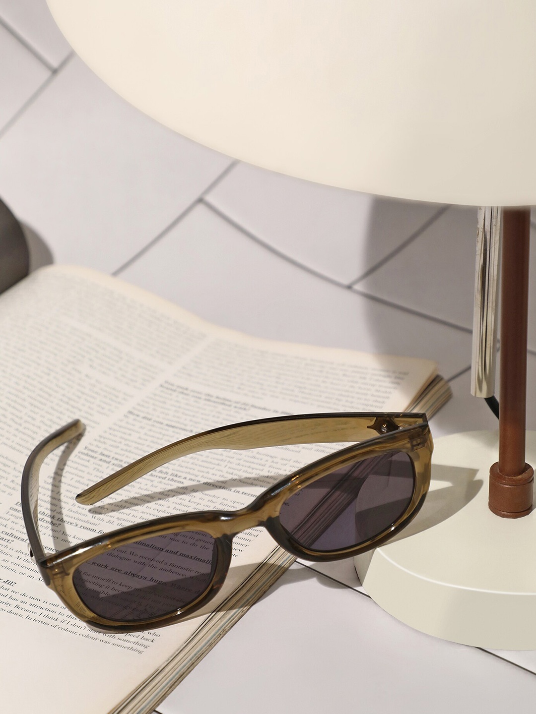 

LULU & SKY Women Rectangle Sunglasses ST-19304-OLIVE GREEN, Brown