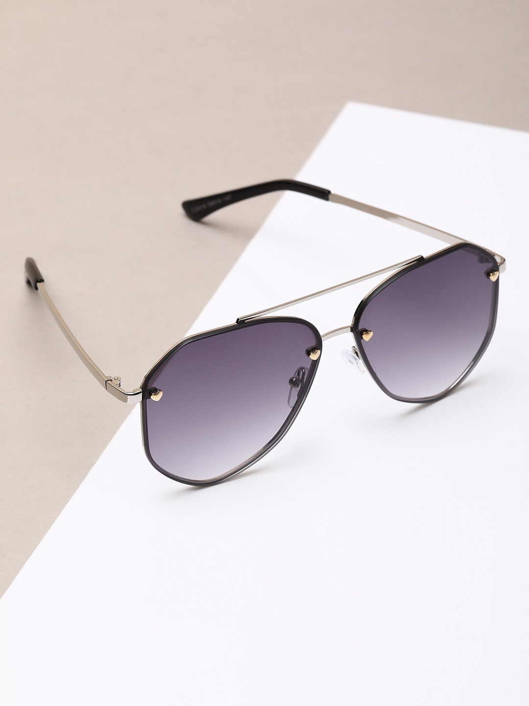 

LULU & SKY Women Aviator Sunglasses CJ9318-SILVER, Grey